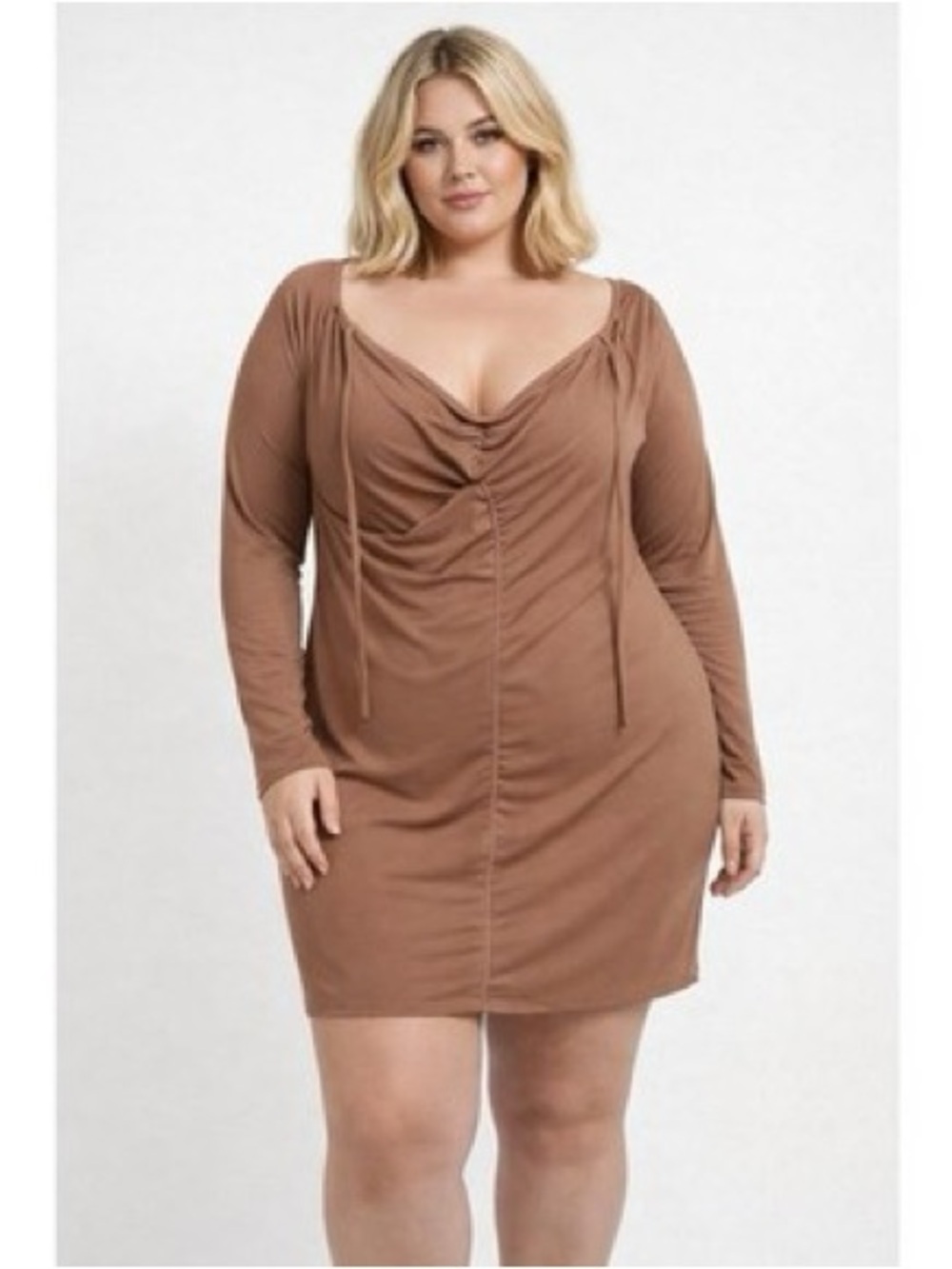 ✨NWT Skims Night Out Dress Silky V Neck Sienna Tan/Nude Knee Length Size XL